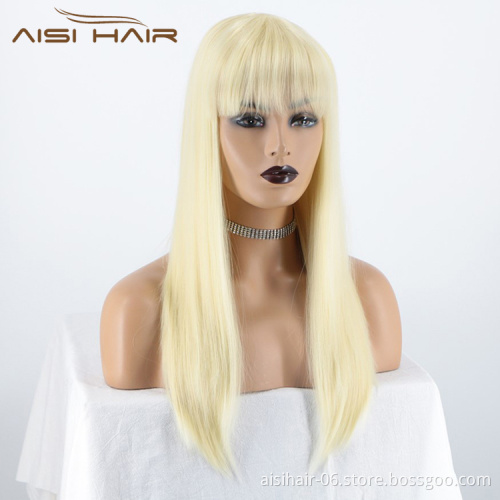 Silky Straight Wave Blonde Good Quality Long Wig Heat Resistant Synthetic Natural Wave Hair Wigs For Black White Women